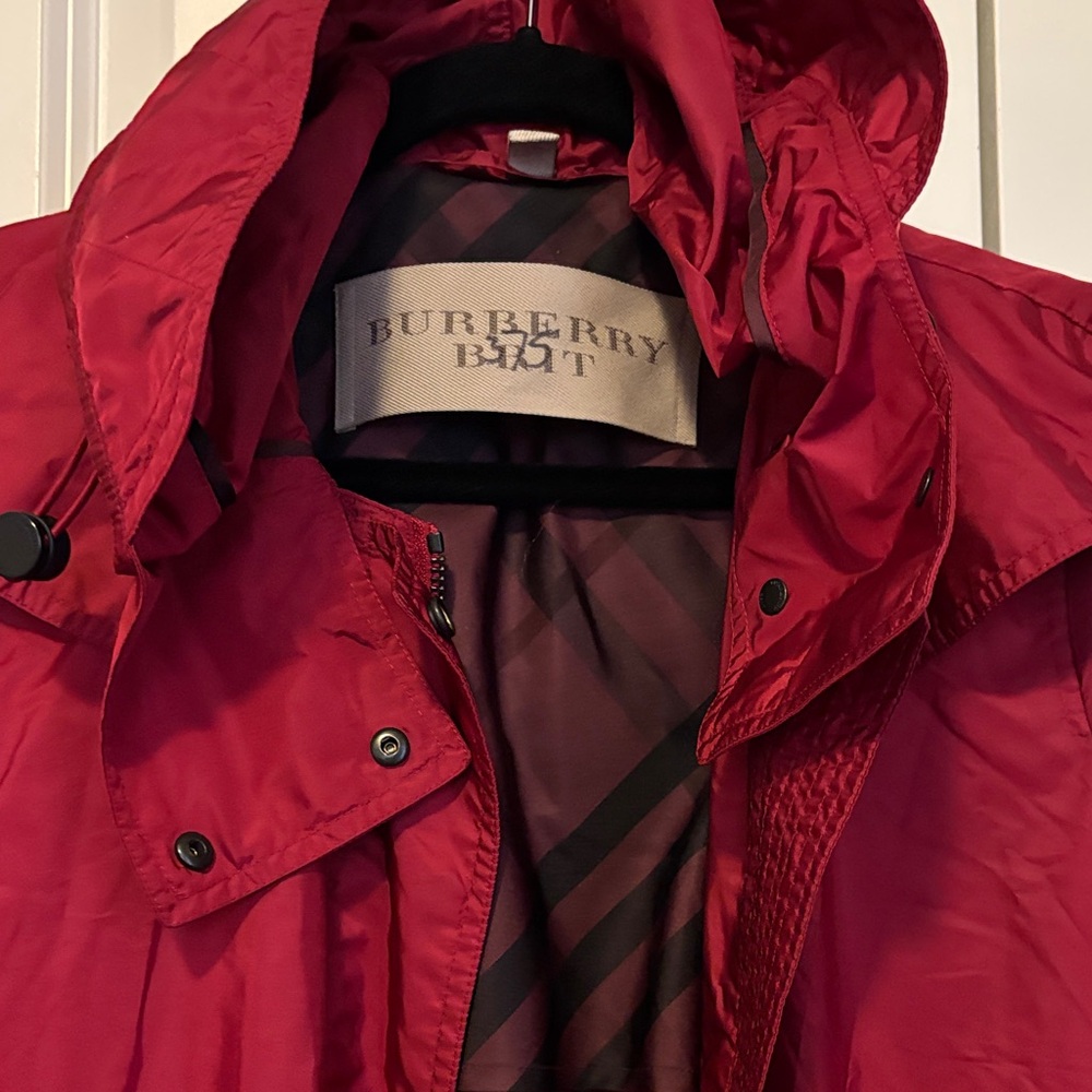 Burberry Crimson Hooded Outerwear